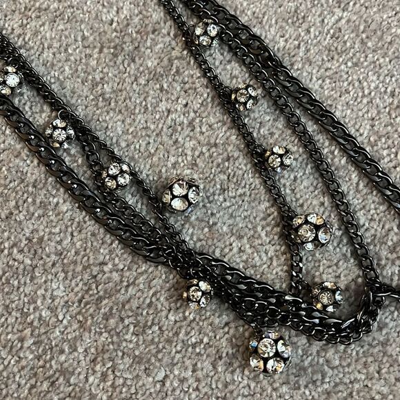 Premier Designs “All Decked Out” Hematite Multi Strand Necklace NEW - Picture 3 of 8